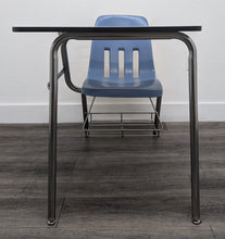 Load image into Gallery viewer, Virco 9400BR Combo Desk, Light Blue Seat, Gray Wood Grain Laminate Top, With Basket (RF)
