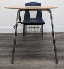 Load image into Gallery viewer, Artco Bell Combo Desk, Navy Blue Seat, w/ Basket, Wood Grain Top (RF)

