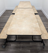 Load image into Gallery viewer, 12ft Cafeteria Lunch Table w/ Bench Seat, Golden Jurapana Top, Adult Size (RF)
