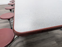 Load image into Gallery viewer, 12ft Cafeteria Lunch Table w/ 12 Stool Seat, Dark Gray Top, Burgundy Seat, Elementary Size (RF)
