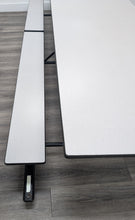Load image into Gallery viewer, 10ft Cafeteria Lunch Table w/ Bench Seat, Gray Nebula Top w/ Benches, Black Frame, Palmer Hamilton Brand, Dual Table Size Adjustable (RF)

