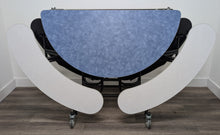 Load image into Gallery viewer, 60in Round Cafeteria Lunch Table w/ Bench Seat, Blue Top,White Seat, Elementary Size (RF)
