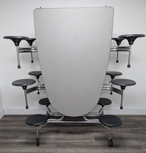 Load image into Gallery viewer, 10ft Cafeteria Lunch Table w/ 12 Stool Seat, Gray Top, Black Seat, Oval, Adult Size (RF)
