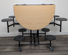 Load image into Gallery viewer, 60 inch x 48 inch Round Cafeteria Lunch Table w/ 8 Stool Seat, Maple Top, Black Seat, Elementary Size (RF) (Copy)
