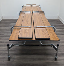 Load image into Gallery viewer, 12ft Cafeteria Lunch Table w/ Foldable Bench Seat, Wood Grain, Adult Size (RF)
