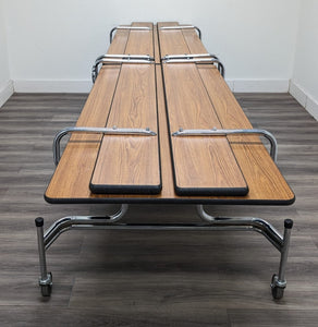 12ft Cafeteria Lunch Table w/ Foldable Bench Seat, Wood Grain, Adult Size (RF)