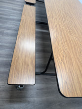Load image into Gallery viewer, 12ft Cafeteria Lunch Table w/ Bench Seat, Oak Wood Grain, Adult Size (RF)
