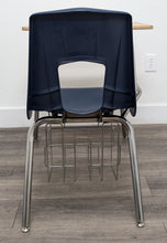 Load image into Gallery viewer, Artco Bell Combo Desk, Navy Blue Seat, w/ Basket, Wood Grain Top (RF)
