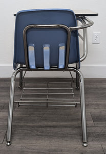 Virco 9400BR Combo Desk, Light Blue Seat, Gray Wood Grain Laminate Top, With Basket (RF)