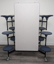 Load image into Gallery viewer, 10ft Cafeteria Lunch Table w/ Stool Seat, Gray Top, Navy Blue Seat, Elementary Size (RF)
