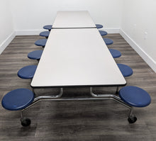 Load image into Gallery viewer, 10ft Cafeteria Lunch Table w/ 12 Stool Seat, Gray Top, Navy Blue Seat, Adult Size (RF)
