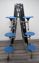 Load image into Gallery viewer, 10ft Cafeteria Lunch Table w/ 12 Stool Seat, Gray Top, Light Blue Seat, Adult Size (RF)
