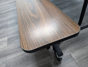 12ft Cafeteria Lunch Table w/ Wood Grain Bench Seat, Wood Grain Top, Darker Wood Grain Seat, Adult Size (RF)
