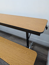 Load image into Gallery viewer, 8ft Mobile Convertible Bench Table, Medium Oak, Adult Size (RF)
