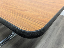 Load image into Gallery viewer, Space Saver 8ft Cafeteria Lunch Table w/ 8 Stool Seat, Oak Top, Navy Blue Seat, Adult Size (RF)
