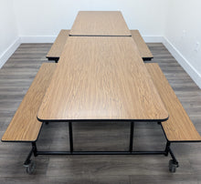 Load image into Gallery viewer, 10ft Cafeteria Lunch Table w/ Bench Seat, Oak Wood Grain, Adult Size (RF)
