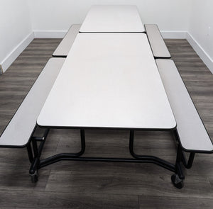 10ft Cafeteria Lunch Table w/ Bench Seat, Gray Top, Adult Size (RF)
