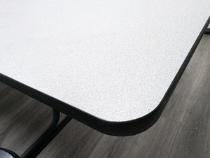 12ft Cafeteria Lunch Table w/ 12 Stool Seat, Gray Top, Black Seat, Adult Size (RF)