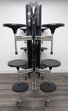Load image into Gallery viewer, 10ft Cafeteria Lunch Table w/ 12 Stool Seat, Purple Top, Black Seat, Oval, Adult Size (RF)
