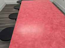 Load image into Gallery viewer, 12ft Cafeteria Lunch Table w/ 12 Stool Seat, Red Brush Top, Black Seat, Adult Size (RF)
