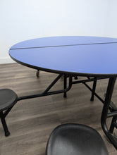 Load image into Gallery viewer, 60 inch Round Cafeteria Lunch Table w/ 8 Stool Seat, Navy Blue Top, Black Seat, Adult Size (RF)
