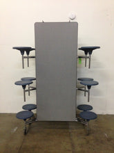 Load image into Gallery viewer, 12ft Cafeteria Lunch Table w/ Stool Seat, Gray Top, Blue Seat, Elementary Size (RF)
