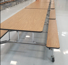 Load image into Gallery viewer, 12ft Cafeteria Lunch Table w/ Bench Seat, Wood Grain, Adult Size (RF)
