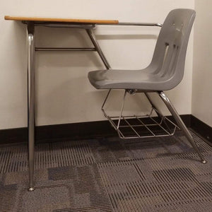 Virco Combo Desk, Gray Seat, Wood Grain Top w/ Baskets (RF)