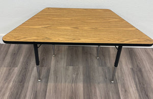 45" x 21" Trapezoid Activity Table, Adjustable Legs, Wood Grain Top (RF)