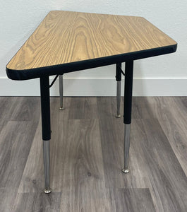 45" x 21" Trapezoid Activity Table, Adjustable Legs, Wood Grain Top (RF)
