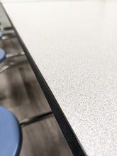 Load image into Gallery viewer, 12ft Cafeteria Lunch Table w/ Stool Seat, Gray Top, Blue Seat, Elementary Size (RF)
