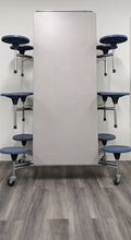 Load image into Gallery viewer, 12ft Cafeteria Lunch Table w/ Stool Seat, Gray Top, Blue Seat, Elementary Size (RF)
