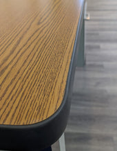 Load image into Gallery viewer, Teacher Desk - 30"D x 48"W, Single Pedestal, Medium Oak Top, Black Frame (RF)
