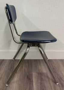 18 inch Virco Student Chair, Navy Blue, Hard Plastic, Chrome Swivel Glide (MS)