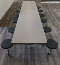 Load image into Gallery viewer, 12ft Cafeteria Lunch Table w/ Stool Seat, Gray Top, Black Seat, Adult Size (RF)
