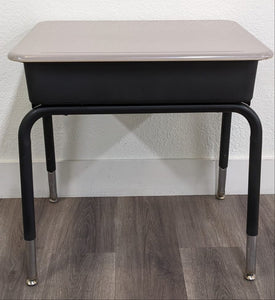 Open Front Desk, Black Frame w/ Gray Spectrum Hard Plastic Top (RF)