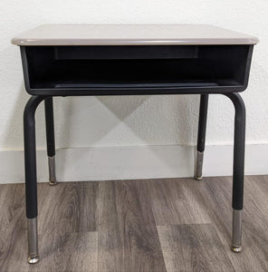 Open Front Desk, Black Frame w/ Gray Spectrum Hard Plastic Top (RF)