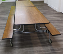 Load image into Gallery viewer, 12ft Cafeteria Lunch Table w/ Foldable Bench Seat, Wood Grain, Adult Size (RF)
