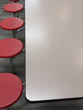 Load image into Gallery viewer, 10ft Cafeteria Lunch Table w/ Stool Seat, Peach Beige Top, Red Seat, Adult Size (RF)
