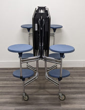 Load image into Gallery viewer, 60in Round Cafeteria Lunch Table w/ 8 Stool Seat, Gray Top, Blue Seat, Adult Size (RF)
