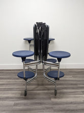 Load image into Gallery viewer, 60in Round Cafeteria Lunch Table w/ 8 Stool Seat, Blue Top, Blue Seat, Adult Size (RF)
