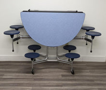 Load image into Gallery viewer, 60in Round Cafeteria Lunch Table w/ 8 Stool Seat, Blue Top, Blue Seat, Adult Size (RF)
