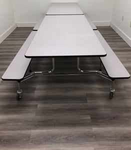 12ft Cafeteria Lunch Table w/ Bench Seat, Gray, Adult Size (RF)