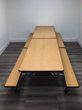 Load image into Gallery viewer, 10ft Cafeteria Lunch Table w/ Foldable Bench Seat, Light Oak Wood Grain, Adult Size (RF)
