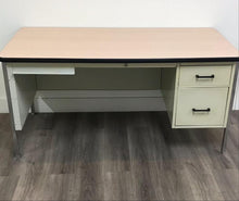 Load image into Gallery viewer, Teacher Desk - 30&quot;D x 48&quot;W, Single Pedestal, Light Fusion Maple Top, White Frame (RF)
