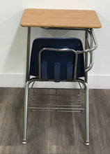 Load image into Gallery viewer, Virco 9400BR Combo Desk, Blue Seat, Wood Grain Top, With Basket (RF)
