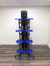 Load image into Gallery viewer, 12ft Cafeteria Lunch Table w/ Stool Seat, Gray Pirate Top, Blue Seat, Elementary Size (RF)
