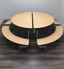 Load image into Gallery viewer, 60in Round Cafeteria Lunch Table w/ Maple Bench Seat, Maple Oak Top, Adult Size (RF)
