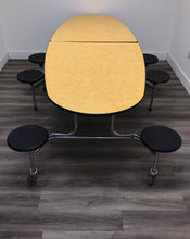 Load image into Gallery viewer, Wheeelchair Accessible 10ft Cafeteria Lunch Table w/ 8 Stool Seat, Yellow Top, Black Seat, Oval, Adult Size (RF)
