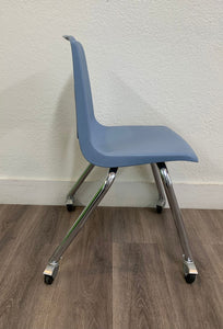 Teacher Chair -18in Artco Bell Uniflex Chair w/ Casters, Light Blue (RF)